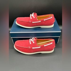Club Room Men's Boat Red Lace Up Comfy Round Toe Loafer Size 8.5 M NWB